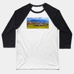 Wooden house and mountains panorama Baseball T-Shirt